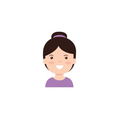 İzole kız çizgi film ikonu düz tasarım