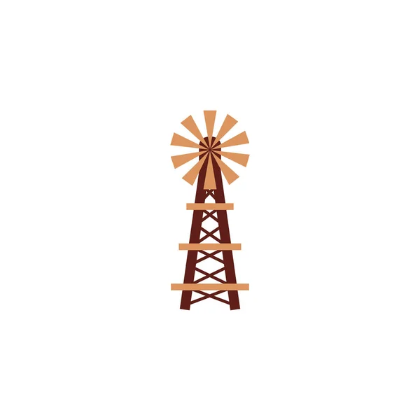 Design plano de ícone de moinho de vento isolado — Vetor de Stock