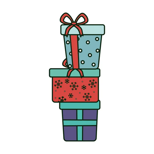 Stacked gift boxes celebration merry christmas — Stok Vektör