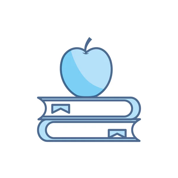 Книги яблуко школа освіта навчальна лінія і заповнити — стоковий вектор