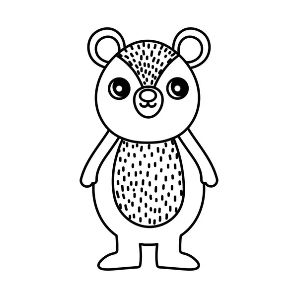 Cute bear character cartoon thick line — Stock Vector