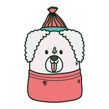 Şapkalı ve dilli şirin köpek Mutlu Noeller