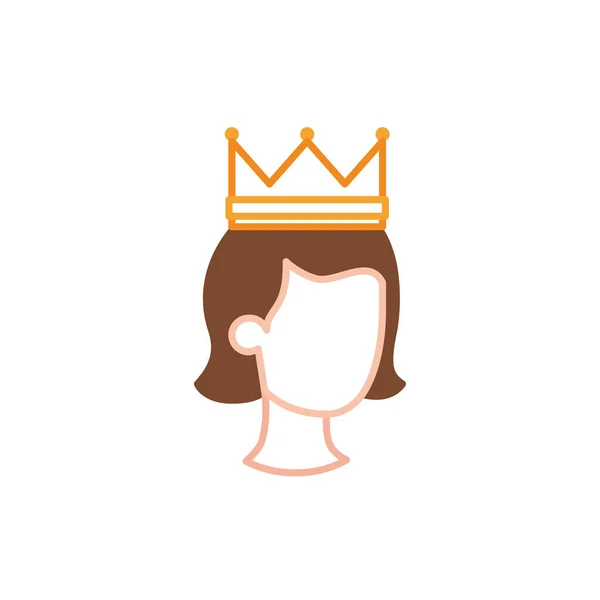 Queen with crown fantasy line fill style — Image vectorielle