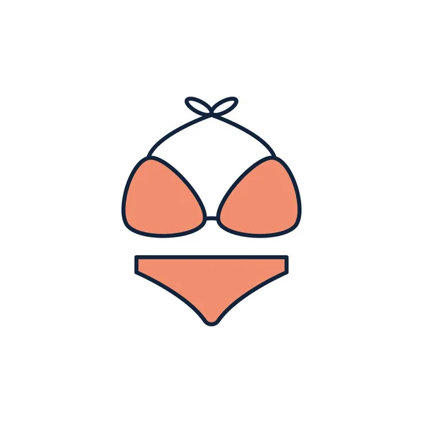 Bikini swimsuit summer icon line and fill — стоковый вектор