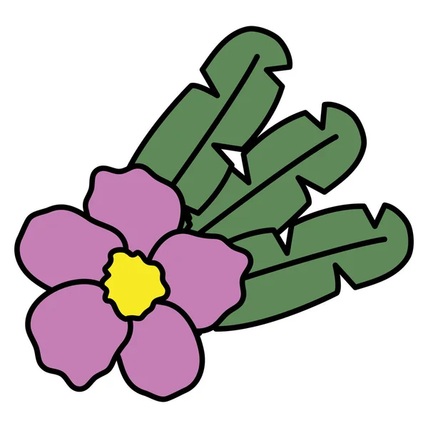 Εξωτικό και τροπικό λουλούδι με φύλλα κήπου — Διανυσματικό Αρχείο