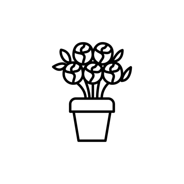 Roses flowers in pot line style icon — Stockový vektor