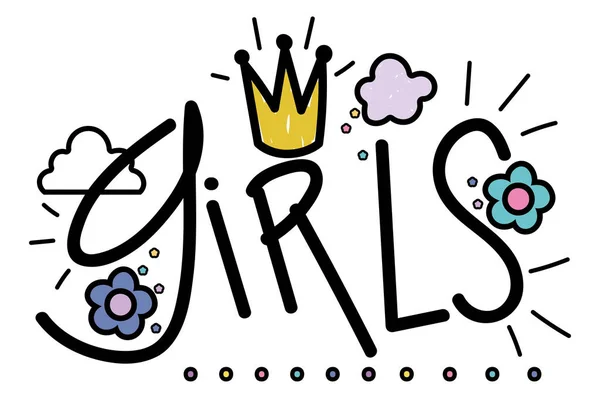 Isolated girls word vector design — Image vectorielle