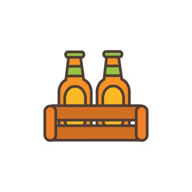 İki bira şişesi oktoberfest ikon satırı dolduruldu