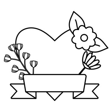 kalp aşkı çiçek ve kurdele pop sanatı tarzında