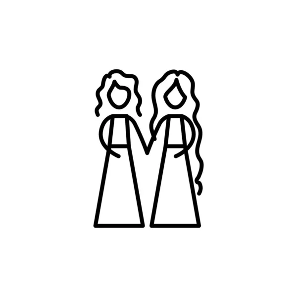 Lesbijki małżeństwo linii styl — Wektor stockowy