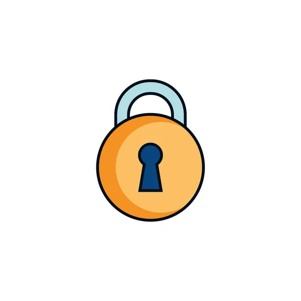 Seguridad cibernética con un icono de estilo detallado de candado — Vector de stock