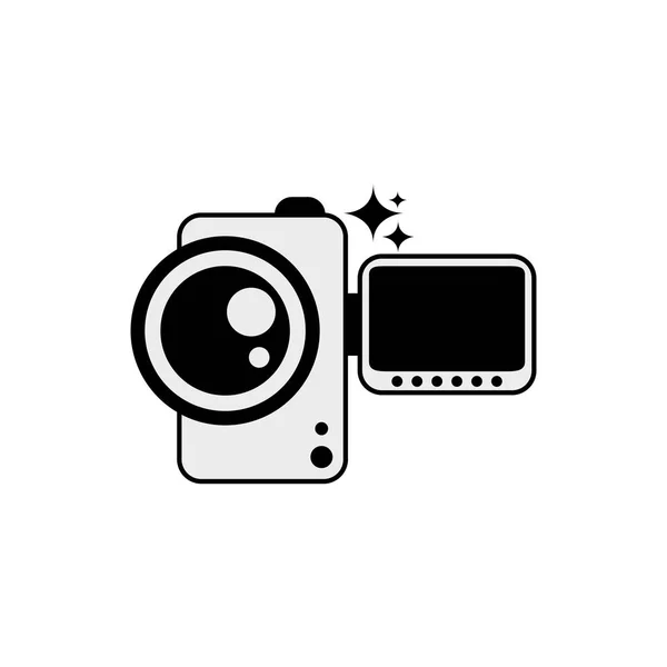 隔離されたビデオカメラのアイコンラインデザイン — ストックベクタ