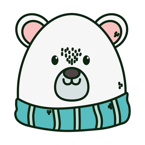 Polar bear with scarf merry christmas card — 图库矢量图片