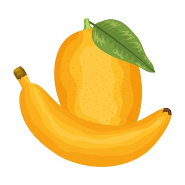 taze muz ve mango meyveleri