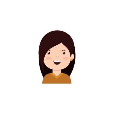 İzole kız çizgi film ikonu düz tasarım