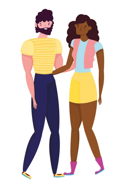 Couple de femme et homme dessin animé design — Image vectorielle