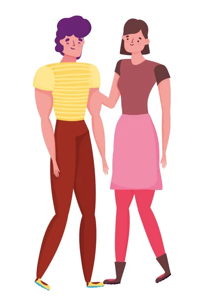 Couple de femme et homme dessin animé design — Image vectorielle