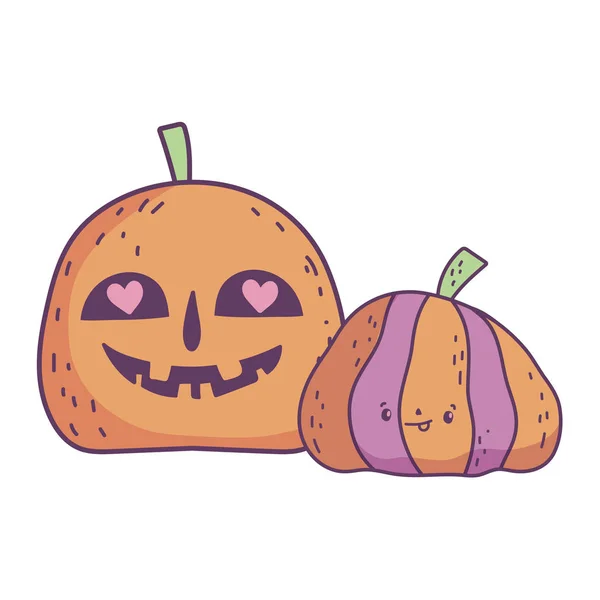 Happy halloween celebration funny pumpkins decoration — Stock Vector