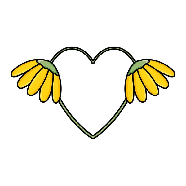 Heart love with sunflowers pop art style — Wektor stockowy