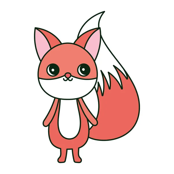 Cute fox cartoon character on white background — Vetor de Stock