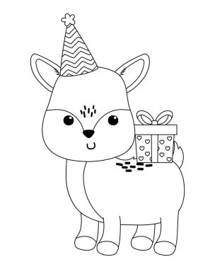 Mutlu Doğum günü simgesi tasarımı ile Ren geyiği karikatür