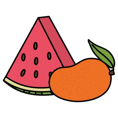 Taze karpuz ve mango doğası.