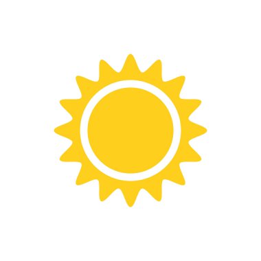 İzole güneş ikonu düz vektör tasarımı