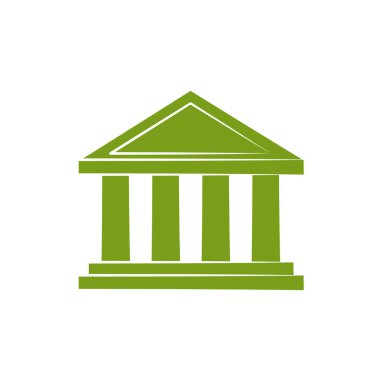 İzole edilmiş banka simgesi yeşil siluet tasarımı