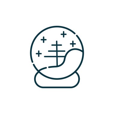 Kristal küre ağacı Mutlu noel çizgisi simgesi