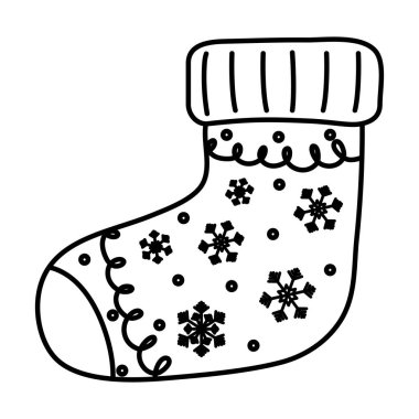 Çorap kar taneleri dekorasyonu Mutlu noeller kalın çizgi