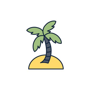 palm tree tropical summer icon line and fill