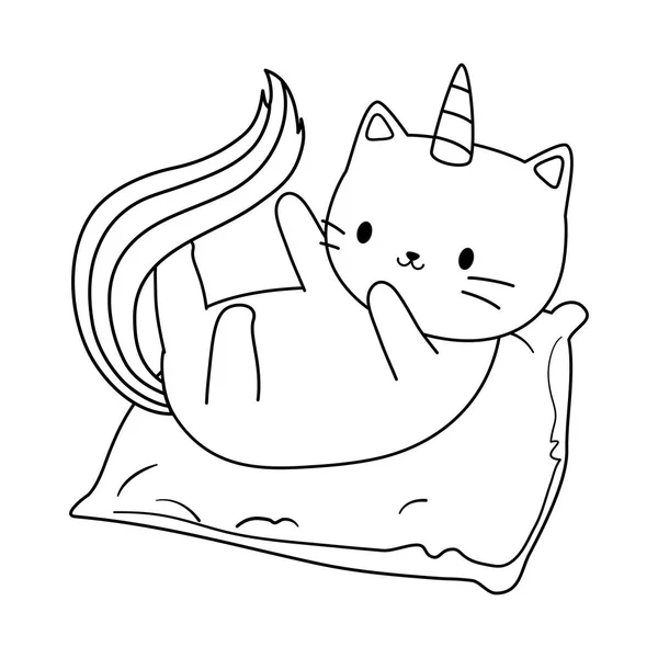 Jednorožec kočka kreslený vektor design — Stockový vektor