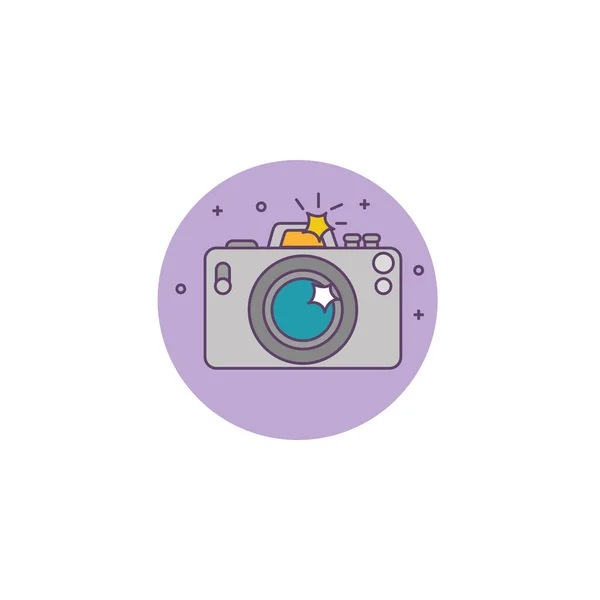 Fotografische camera gedetailleerd geïsoleerd pictogram — Stockvector