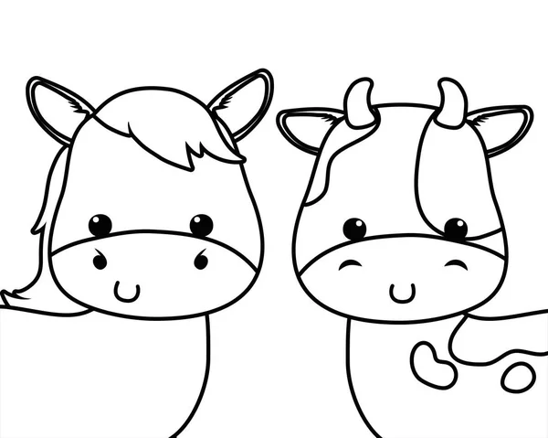 Isolated donkey and cow cartoon vector design — Stock vektor