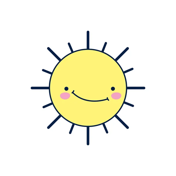 Sol veraniego sonriente estilo detallado — Vector de stock