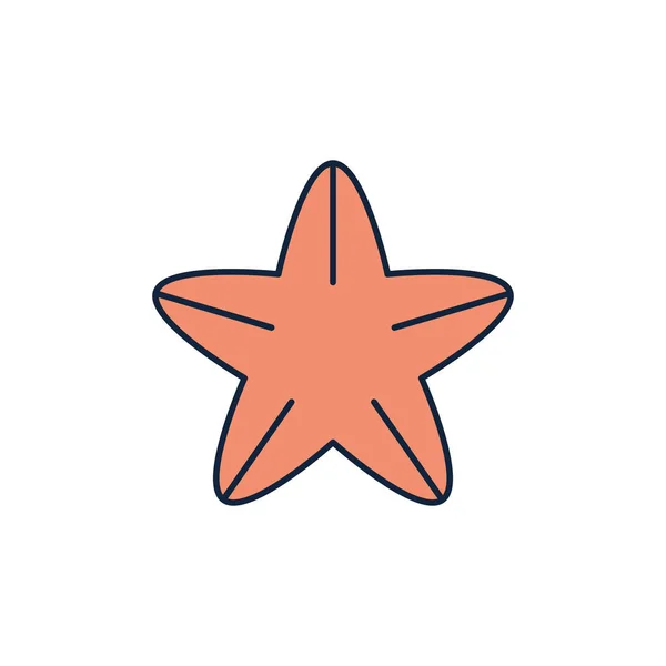 Starfish sea life summer icon line and fill — Stock Vector