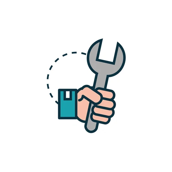 Hand med skiftnyckel verktyg teknik ikon — Stock vektor