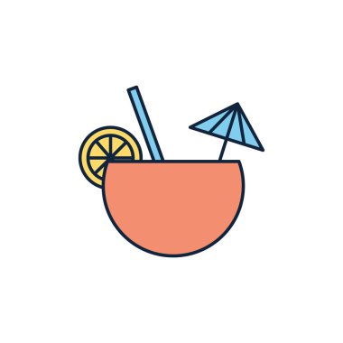 coconut cocktail summer icon line and fill