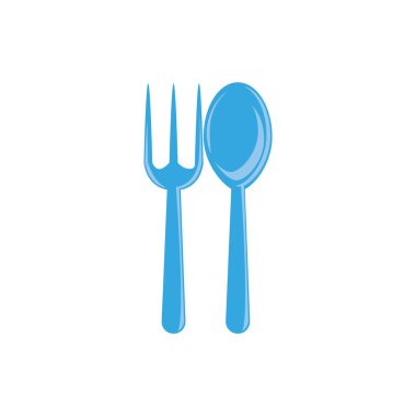 spoon and fork plastic flat icon blue