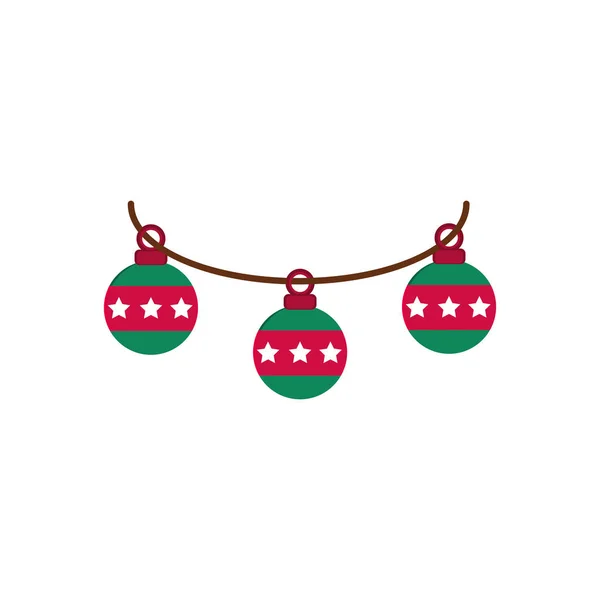 Pendurado bolas ornamento decoração feliz ícone de natal — Vetor de Stock