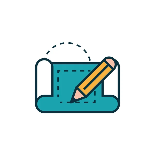 Blueprint and pencil work tools engineering icon — Stok Vektör