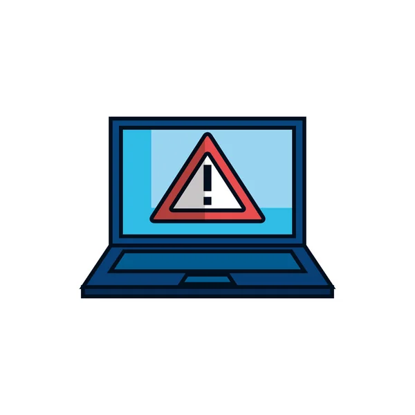 Computer with virus attack detailed style icon — Vetor de Stock
