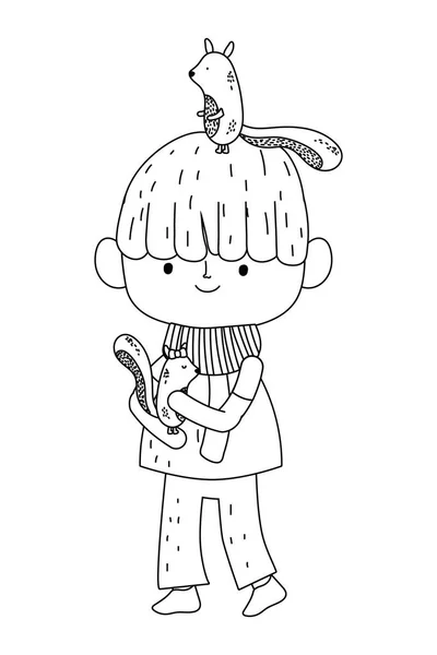 Ізольований хлопчик мультфільм в дизайні осіннього сезону — стоковий вектор