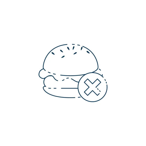 Hamburger with denied symbol icon — Stock Vector