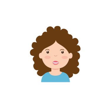 İzole kız çizgi film ikonu düz tasarım