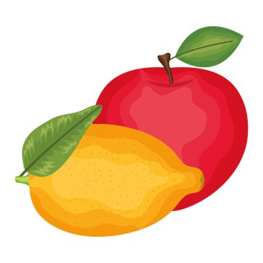 Taze elma ve limon meyvesi