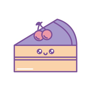 İzole edilmiş kawaii kek doldurma ikonu tasarımı