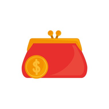 İzole edilmiş para ve cüzdan simgesi düz tasarım