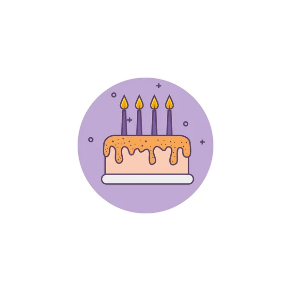 Delicious cake birthday detailed style icon — стоковый вектор