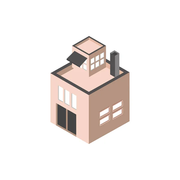 Construction d'une terrasse cheminée commerciale style isométrique — Image vectorielle